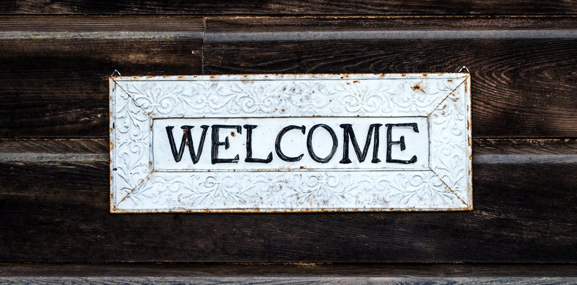 Black and White Wooden Welcome Sign